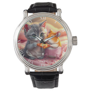 Montre Imaginaire Cute Kitten Hamster Pizza