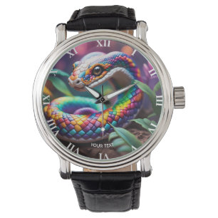 Montre Imaginaire Cute Vibrant Snake Feuilles