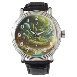Montre Imaginaire Magique Planète Avec Nature Céleste