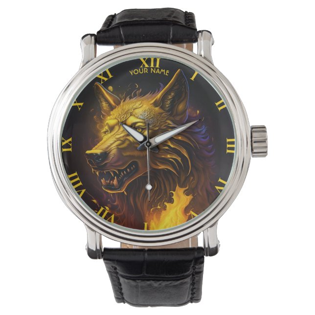 Montre Imaginaire mignon Loup d'or magique (devant)