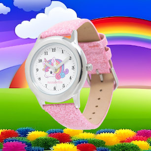 Montre imaginaire mignon unicorne ajouter nom