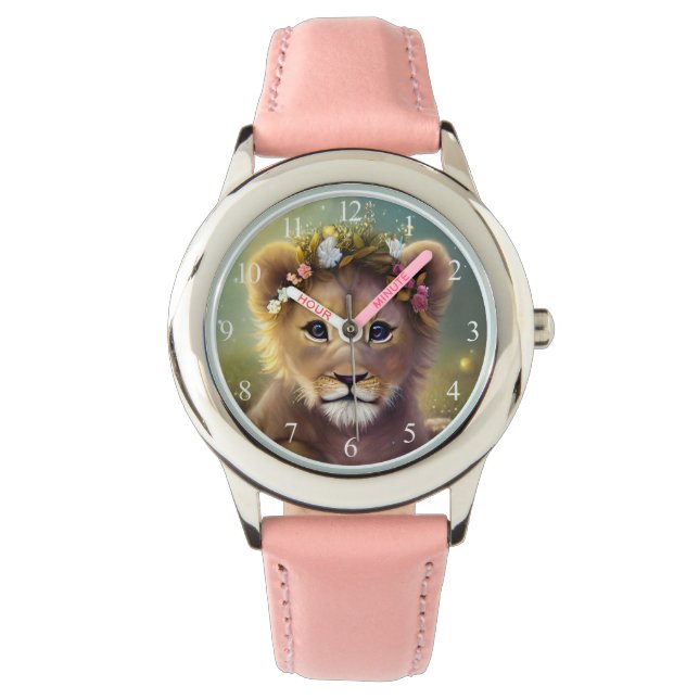 Montre Imaginaire Whimsical Cute Kawaii bébé lionceau (devant)
