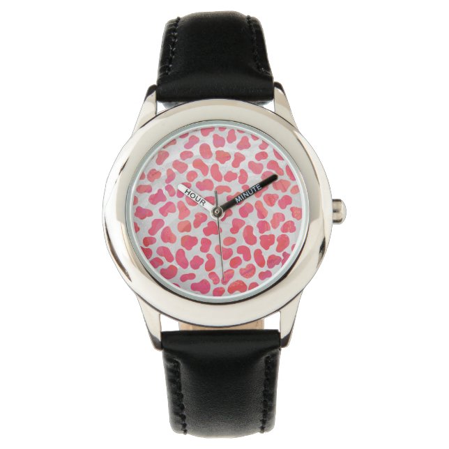 Montre Impression dalmate rose et blanc (devant)