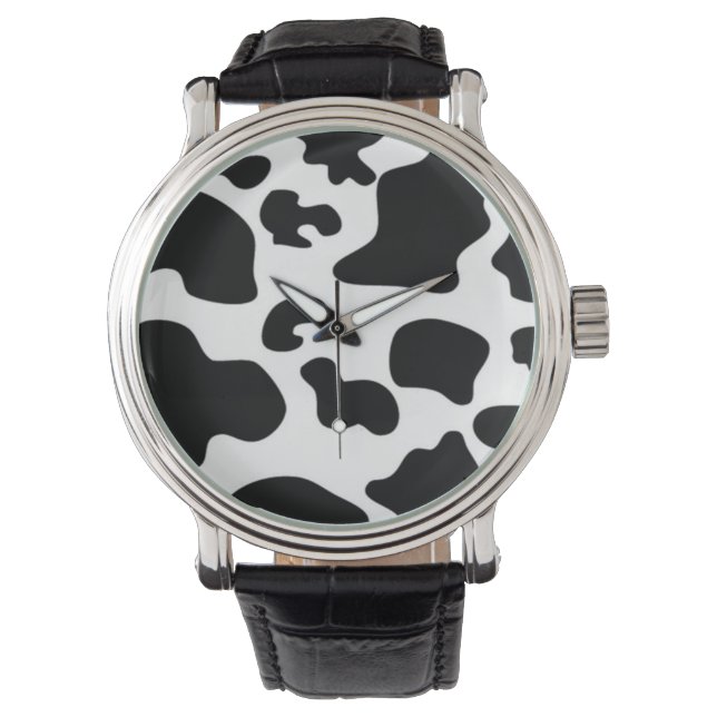 Montre Impression de vache noire et blanche (devant)
