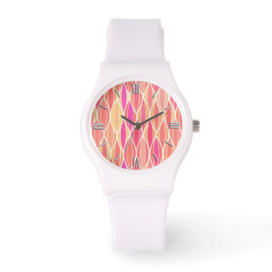 Montre Impression du ruban du milieu du siècle - rose, co