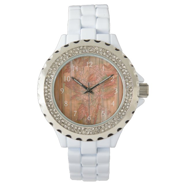 Montre Impression florale orange moderne sur Arrière - pl (devant)