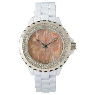 Montre Impression florale orange moderne sur l'arrière -