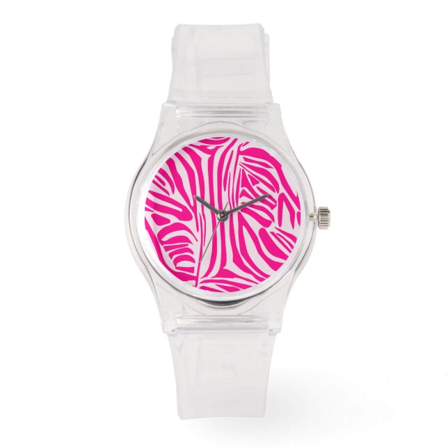 Montre Impression zèbre rose (Recto)