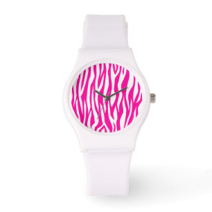 Montre Impression Zèbre rose chaud