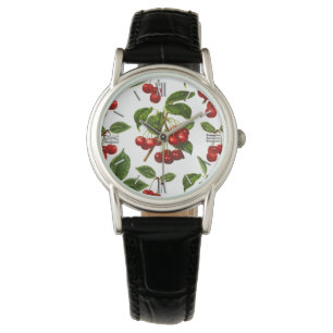 Montre Imprimerie de cerise botanique rouge profond