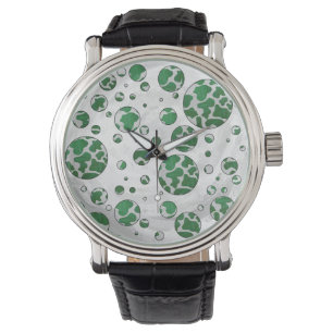 Montre Imprimerie verte et blanche de la vache noire