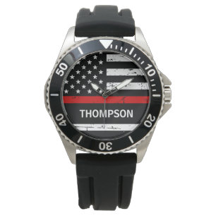 Montre Indicateur de ligne rouge mince Nom personnalisé