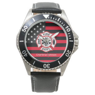 Montre Indicateur de pompier de la ligne rouge mince