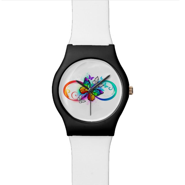 Montre Infini lumineux avec papillon arc-en-ciel (Fermer)
