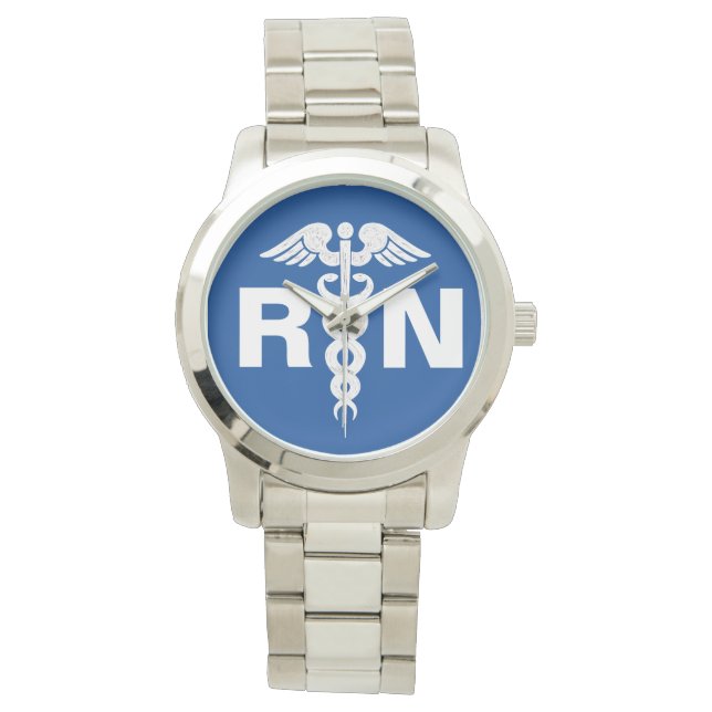 Montre Infirmière autorisée Caduceus Royal Blue Silver (devant)