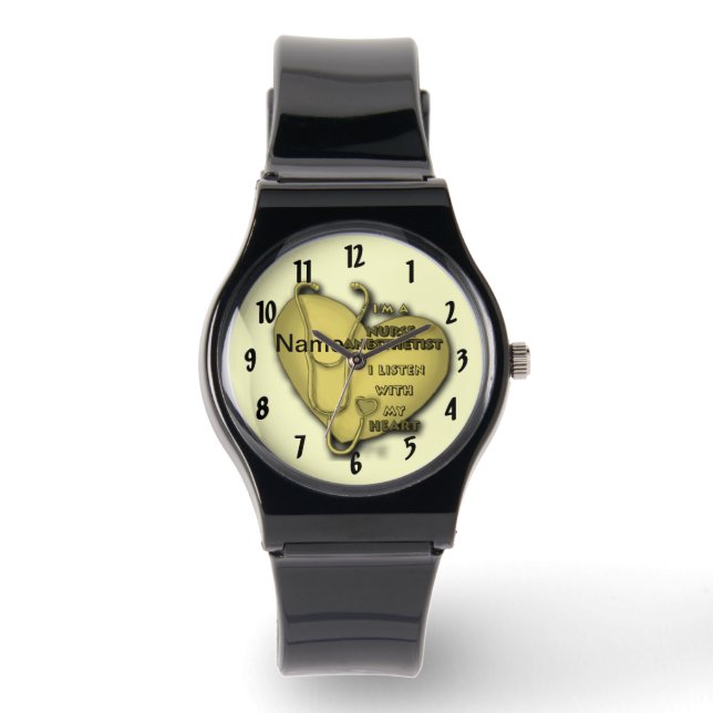 Montre Infirmière du Coeur Jaune Anesthésiste (Recto)