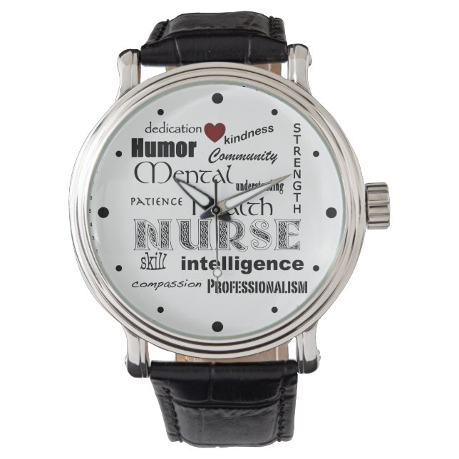 Montre Infirmière en santé mentale Pride-Attributs/Coeur  (devant)