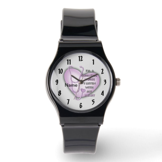 Montre Infirmière gériatrique du coeur pourpre (Recto)