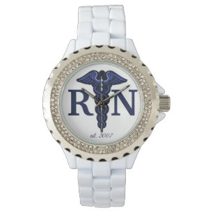 Montre Infirmière inscrite Caduceus RN Année personnalisa