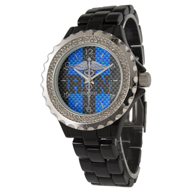 Montre Infirmière inscrite personnalisée RN Carbon Style (Incliné)