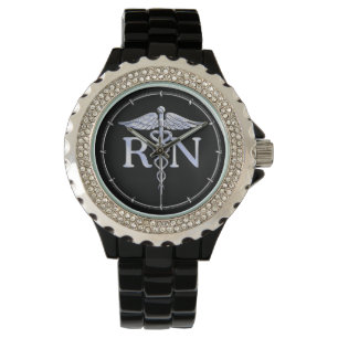 Montre Infirmière inscrite RN Caduceus Snakes Style sur n