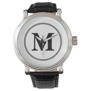 Montre Initiales monogrammes simples noir et blanc