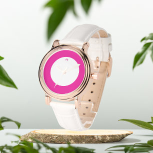 Montre Initiales rose chaud personnalisées eWatch Watch