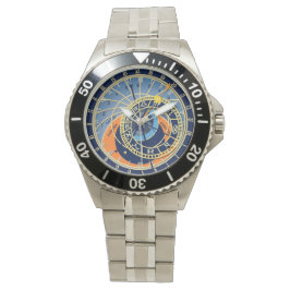 Montre inoxydable pour hommes, horloge astronomiqu