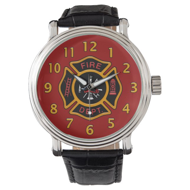 Montre Insigne du service d'incendie Rouge (devant)