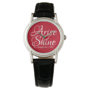 Montre Inspirationnel Lever et Foi brillante Noël Rouge