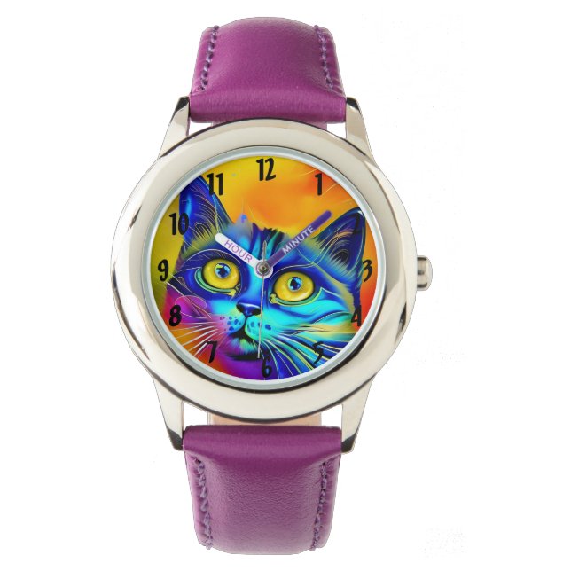 Montre Intelligence artificielle visage animal chat (devant)