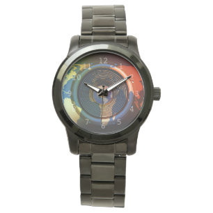 Montre Intervenant sur une carte du monde arrière - plan