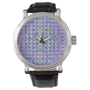 Montre Iridescendance en or, bleu et violet géométrique 2