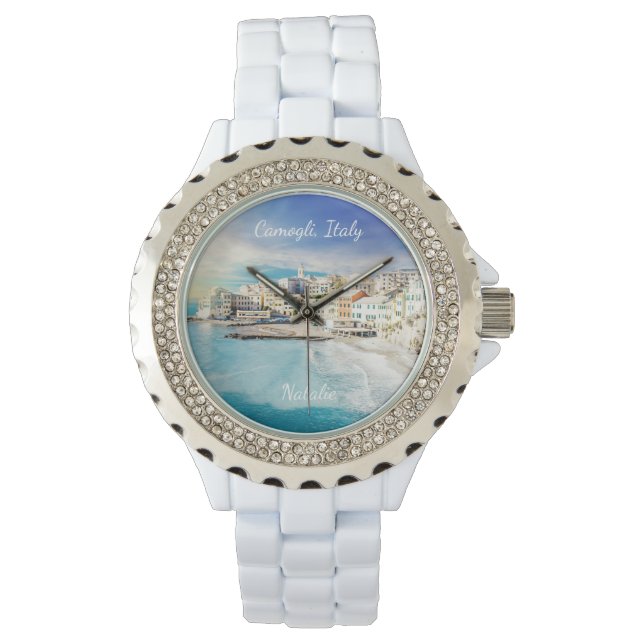 Montre Italie Plage Mer Méditerranée Peinture Monogramme (devant)