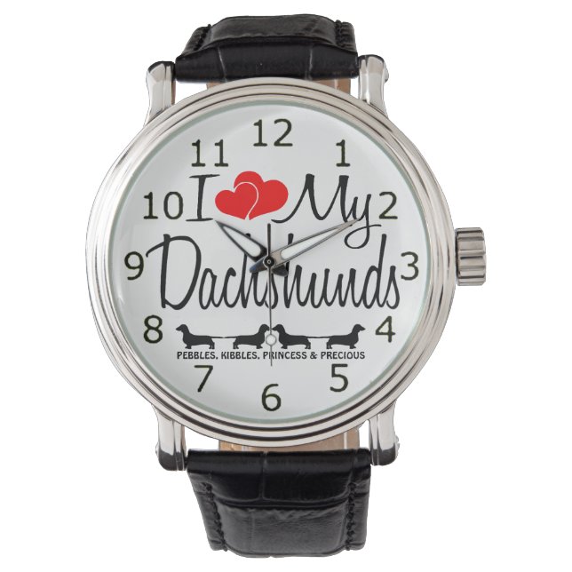 Montre J'Aime Mes Quatre Chiens Dachshund (devant)