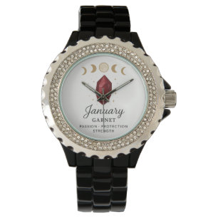 Montre Janvier Birthstone Watch - Garnet Crystal Design f