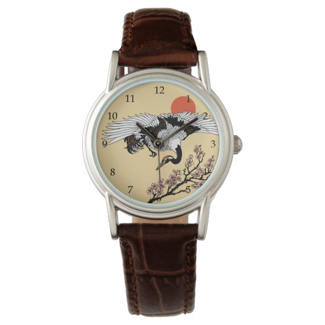 Montre Japanese crane bird and blooming sakura (devant)