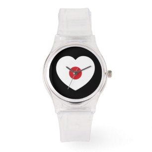 Montre Japon Coeur du drapeau japonais