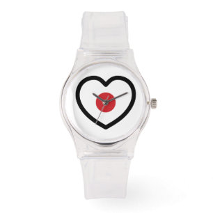 Montre Japon Coeur du drapeau japonais