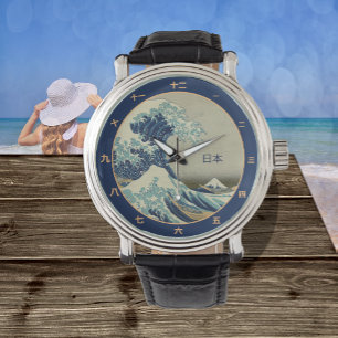 Montre Japon vintage et grande vague au large de Kanagawa