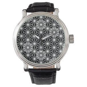Montre Japonais Asanoha motif - noir et blanc