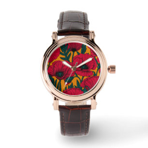 Montre Jardin aux coquelicots rouges