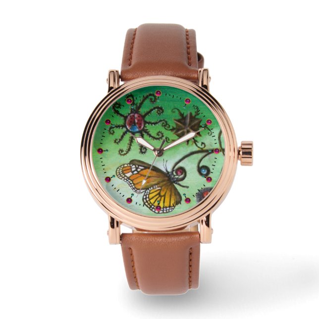 Montre JARDIN DE MELISSA Magique Papillon, Ladybug, Vert (Recto)