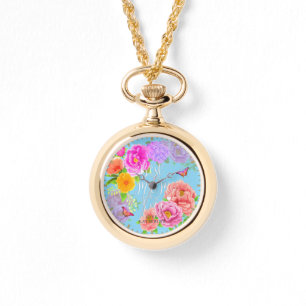 Montre Jardin Romantique de Pivoines Bleu Meilleure Maman
