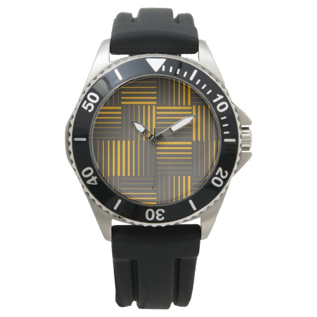 Montre Jaune, cool, unique, tendance, lignes modernes (devant)