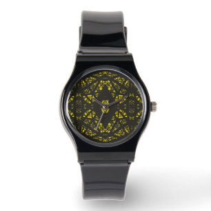 Montre Jaune Spectroscopique Abstrait Gouache Art