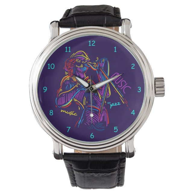 Montre Jazz Music Dessin de néon Abstrait (devant)