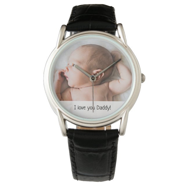 Montre Je t'aime papa coutume bébé photo fête des pères (devant)