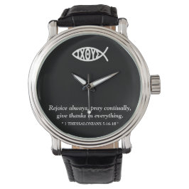 Montre Jesus Fish, ichtus, watch, 1 THESSALONIANS 5:16-18