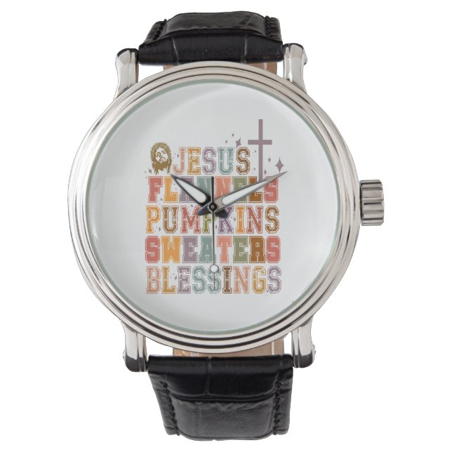Montre Jesus Flannels Chandails Citrouille Bénédiction (devant)